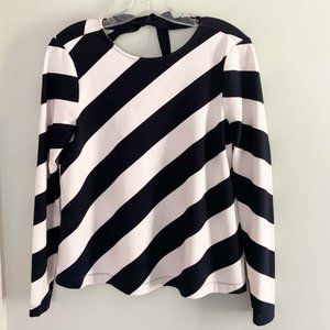 Ann Taylor Diagonal Stripe Tie Back Top